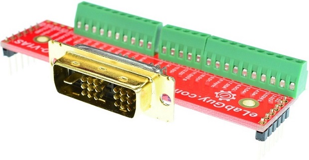 DVI-D Single Link Male connector Breakout Board elabguy